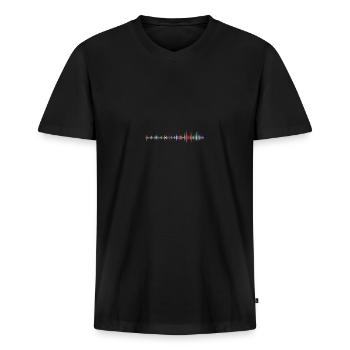 Synthesizer Analog Modular Vintage Retrowave - Männer Premium Bio T-Shirt mit V-Ausschnitt - Schwarz - Vorne - Nico (187cm)