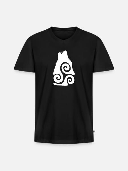 Wolf Tribal Howling - Men's Premium Organic T-shirt with V-neck - black