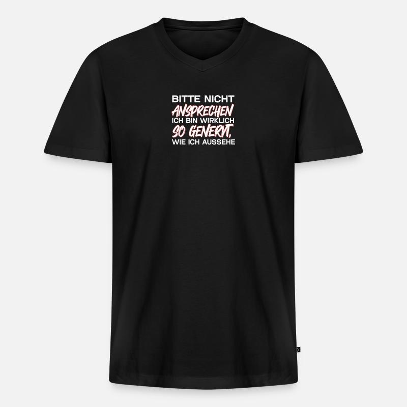 Bitte Nicht Ansprechen - Männer Premium Bio T-Shirt mit V-Ausschnitt - Schwarz
