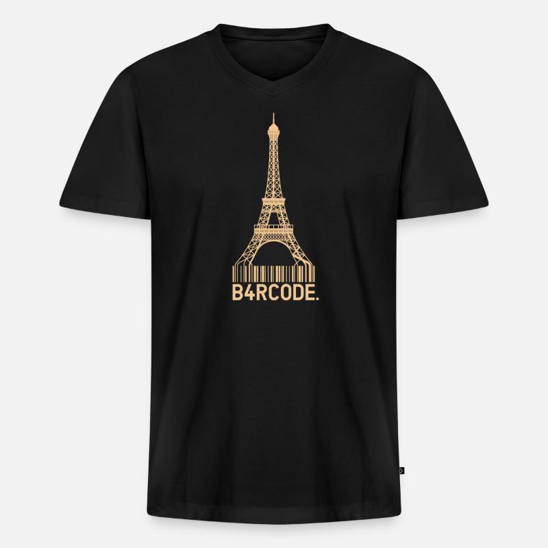 B4RCODE. Paris - Männer Premium Bio T-Shirt mit V-Ausschnitt - Schwarz