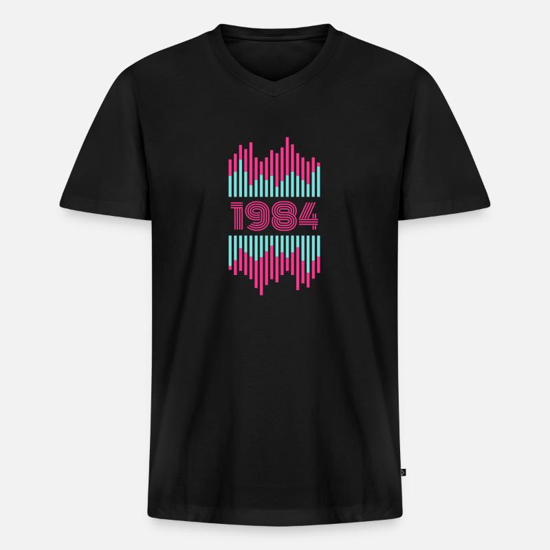 1984 - Männer Premium Bio T-Shirt mit V-Ausschnitt - Schwarz
