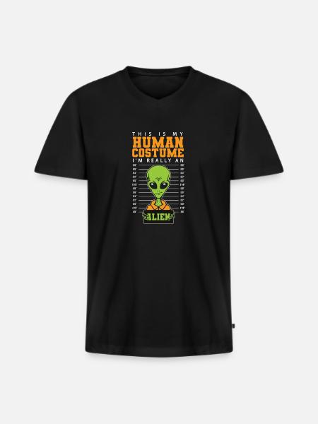 Strangeology Cryptids Society Cryptozoology - Men's Premium Organic T-shirt with V-neck - black