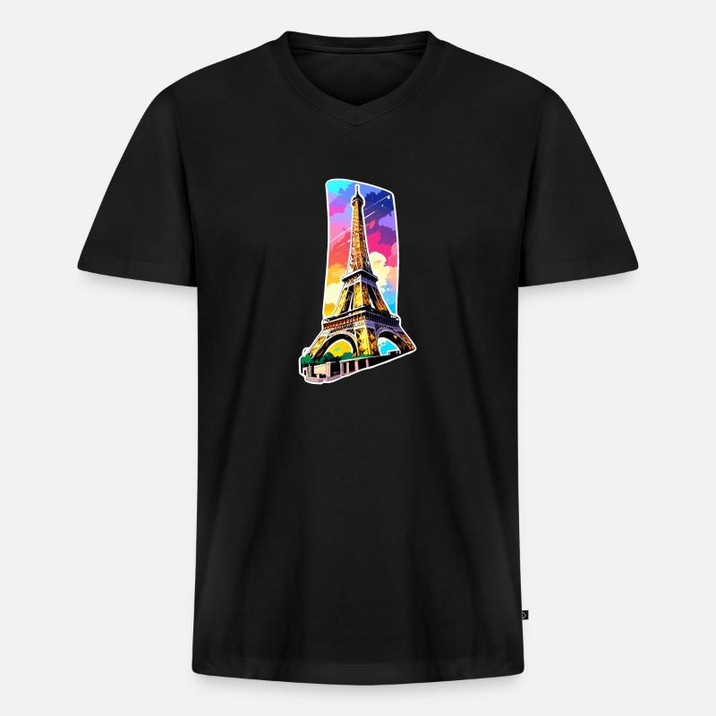 Eiffelturm #6 - Männer Premium Bio T-Shirt mit V-Ausschnitt - Schwarz