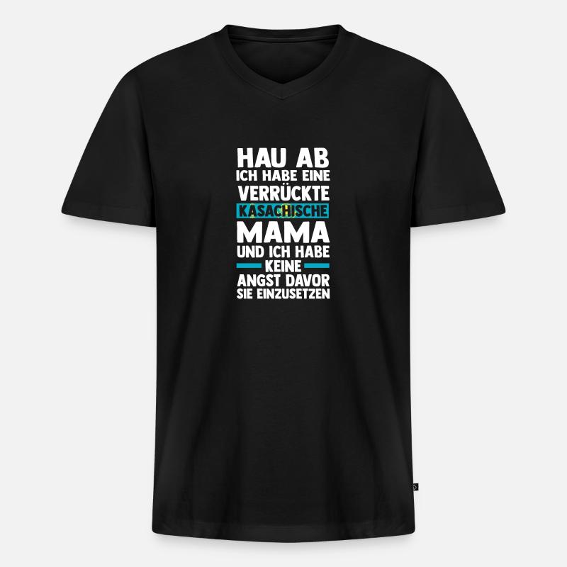 Kasachen Mama Mutter Kasachstan - Männer Premium Bio T-Shirt mit V-Ausschnitt - Schwarz