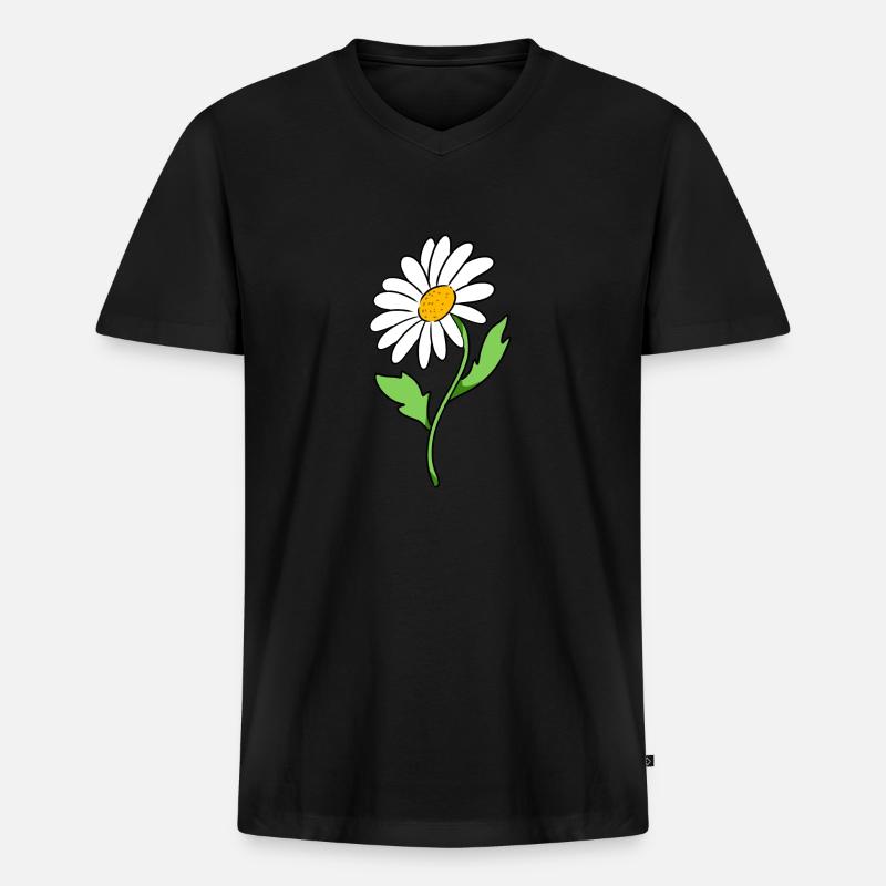 Gänseblümchen - Männer Premium Bio T-Shirt mit V-Ausschnitt - Schwarz