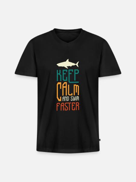 Shark Diving Angler - Men's Premium Organic T-shirt with V-neck - black