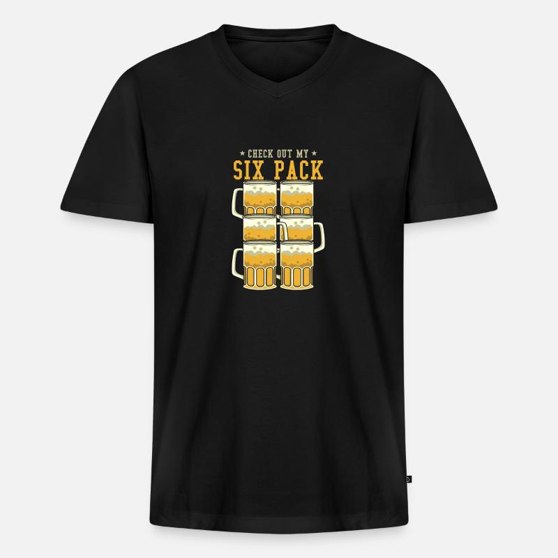 Beer Glasses Six Pack - Männer Premium Bio T-Shirt mit V-Ausschnitt - Schwarz