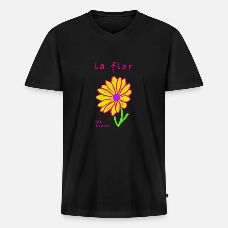 Die Blume auf Spanisch - Männer Premium Bio T-Shirt mit V-Ausschnitt - Schwarz