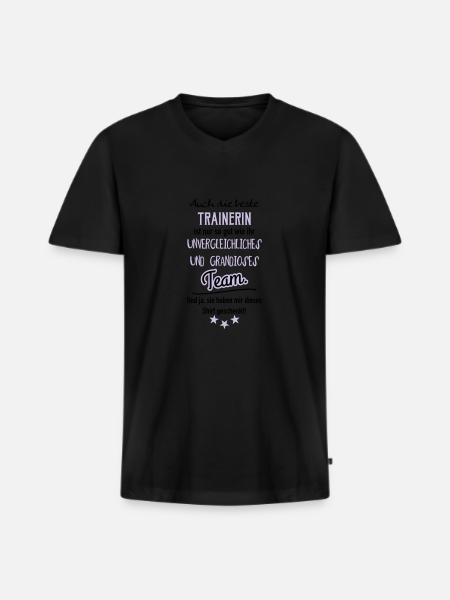 Beste Trainerin Shirt - Männer Premium Bio T-Shirt mit V-Ausschnitt - Schwarz