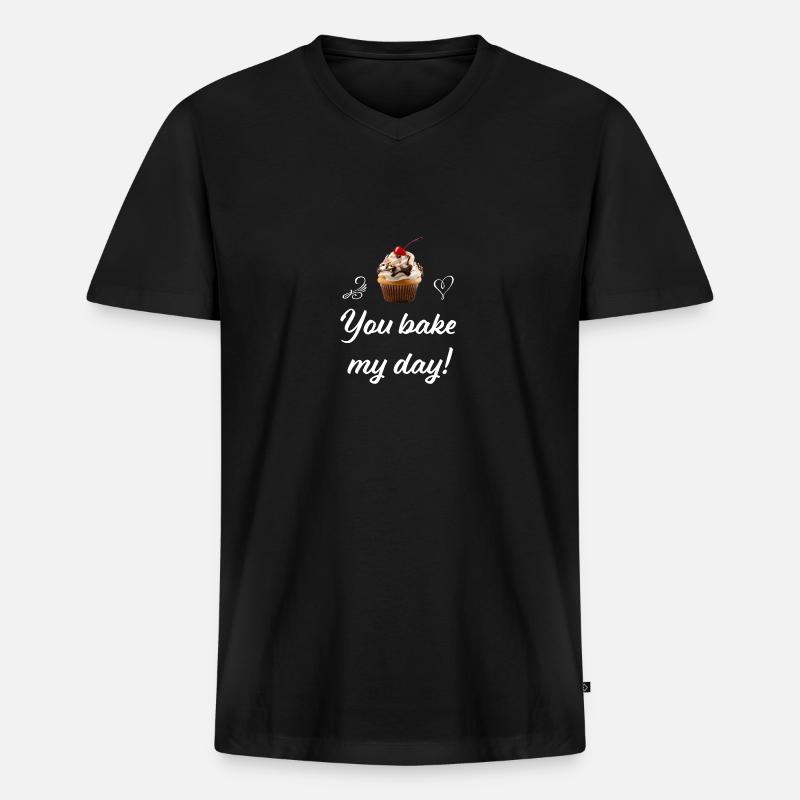 Cupcake 1 ws - Männer Premium Bio T-Shirt mit V-Ausschnitt - Schwarz