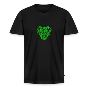 Geek - Mannen Premium Bio T-shirt met V-hals - zwart - Voor - Nico (187cm)