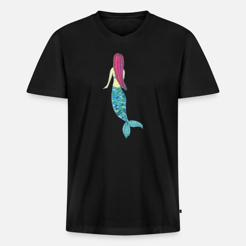 meerjungfrau impressionismus - Männer Premium Bio T-Shirt mit V-Ausschnitt - Schwarz