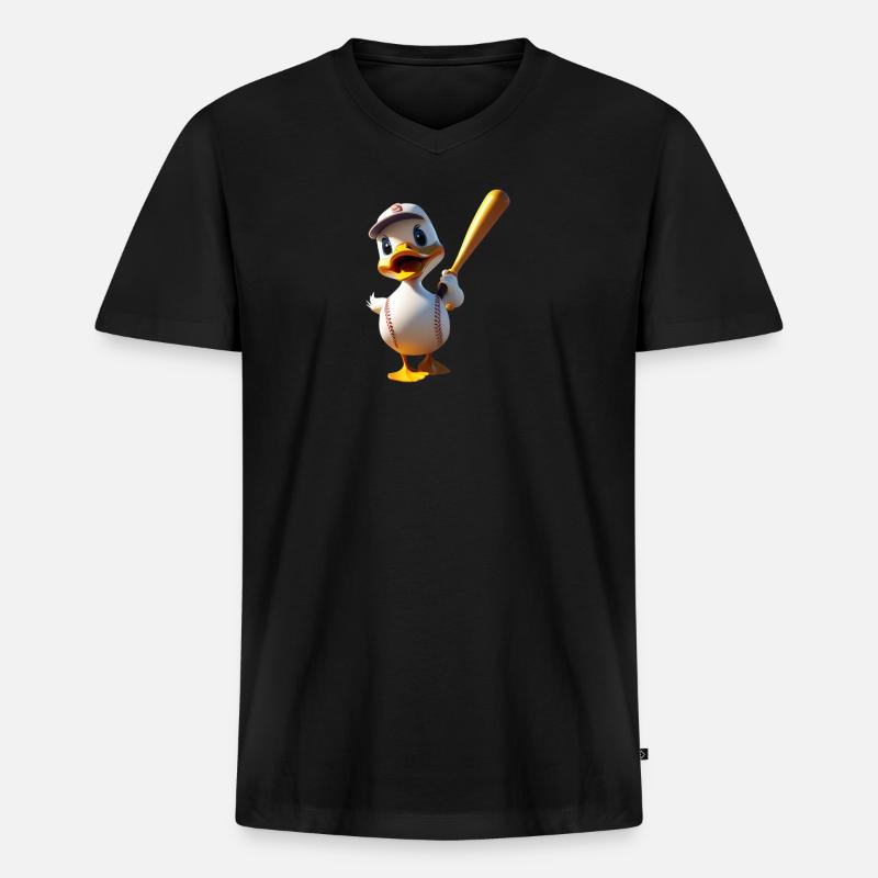 Baseball Ente - Männer Premium Bio T-Shirt mit V-Ausschnitt - Schwarz