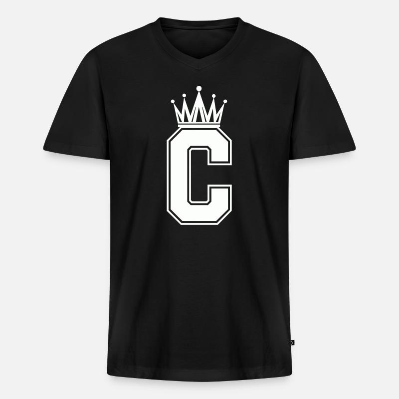 Buchstabe C - Männer Premium Bio T-Shirt mit V-Ausschnitt - Schwarz