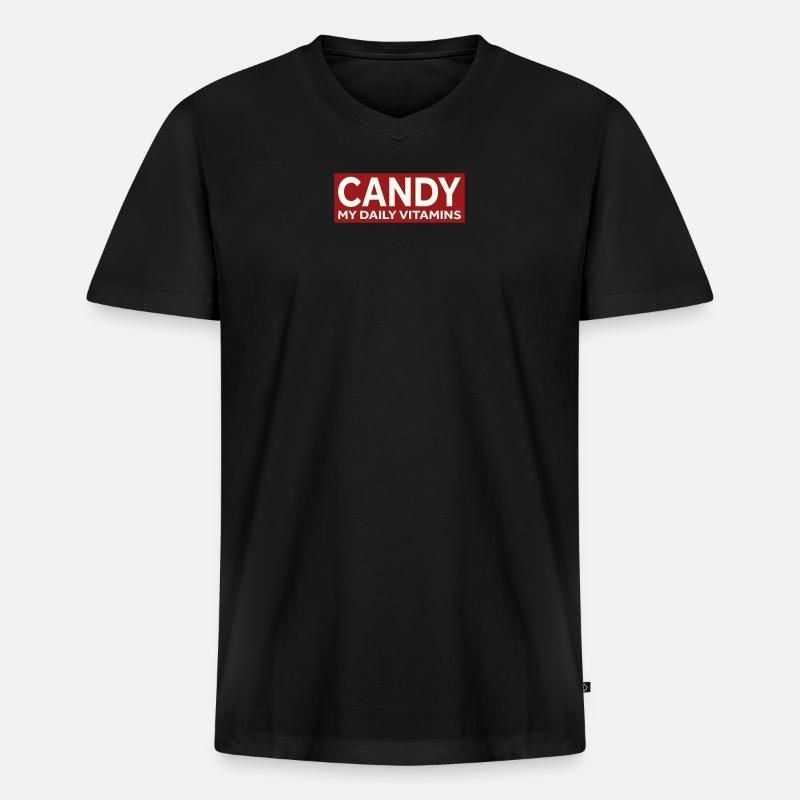 CANDY - MY DAILY VITAMINS - Männer Premium Bio T-Shirt mit V-Ausschnitt - Schwarz