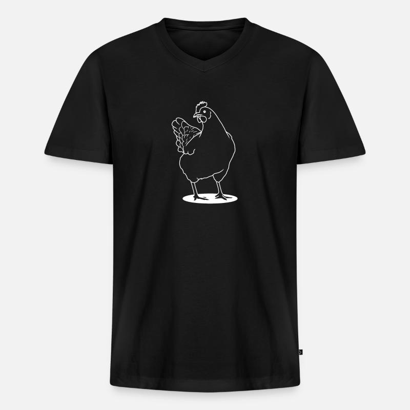 Huhn - Männer Premium Bio T-Shirt mit V-Ausschnitt - Schwarz