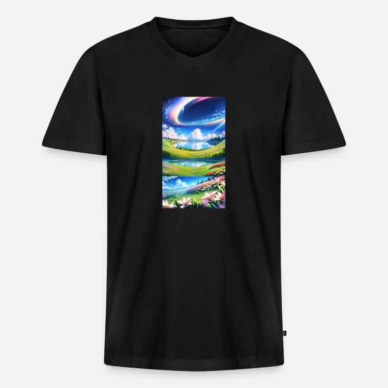 Landschaft mit 4 Bereichen - Männer Premium Bio T-Shirt mit V-Ausschnitt - Schwarz