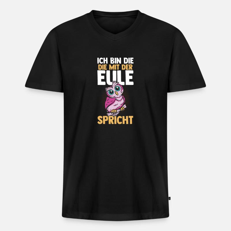 Eulen - Männer Premium Bio T-Shirt mit V-Ausschnitt - Schwarz