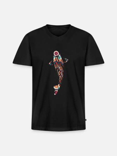Koi Karpfen Mosaik Mandala - Männer Premium Bio T-Shirt mit V-Ausschnitt - Schwarz