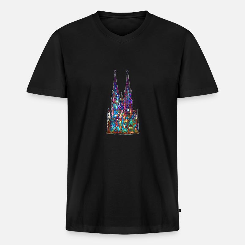 Kölner Dom - Cologne Cathedral - Männer Premium Bio T-Shirt mit V-Ausschnitt - Schwarz