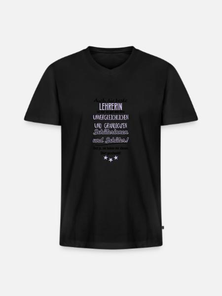 Beste Lehrerin Shirt - Männer Premium Bio T-Shirt mit V-Ausschnitt - Schwarz