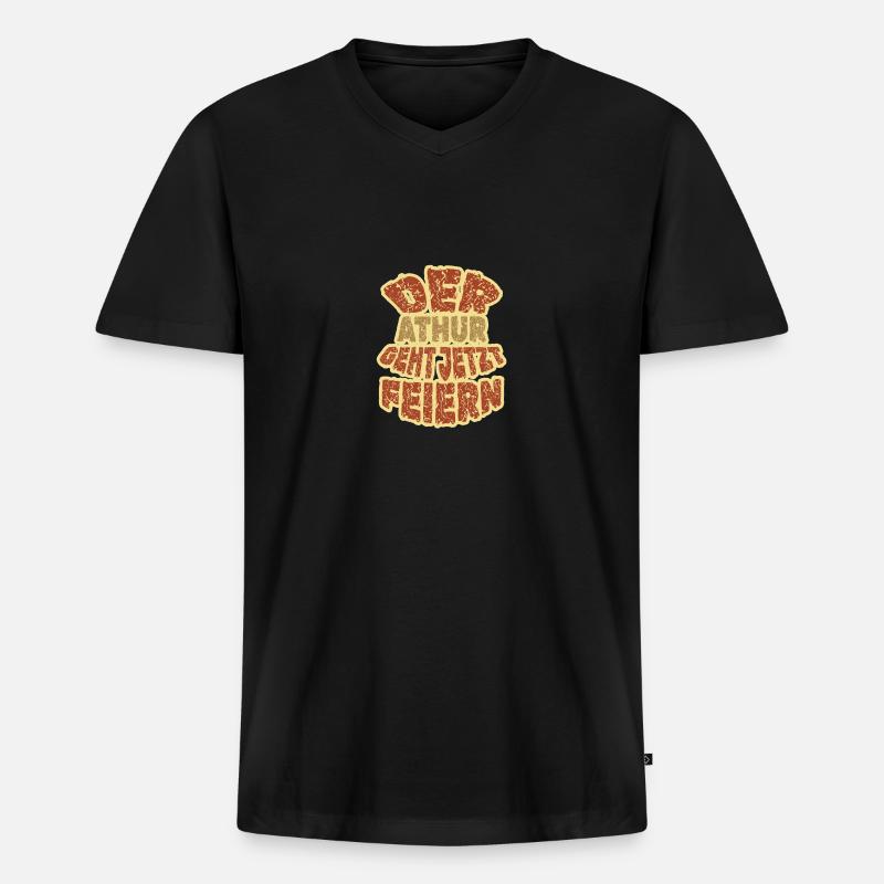 Feiern Athur - Männer Premium Bio T-Shirt mit V-Ausschnitt - Schwarz