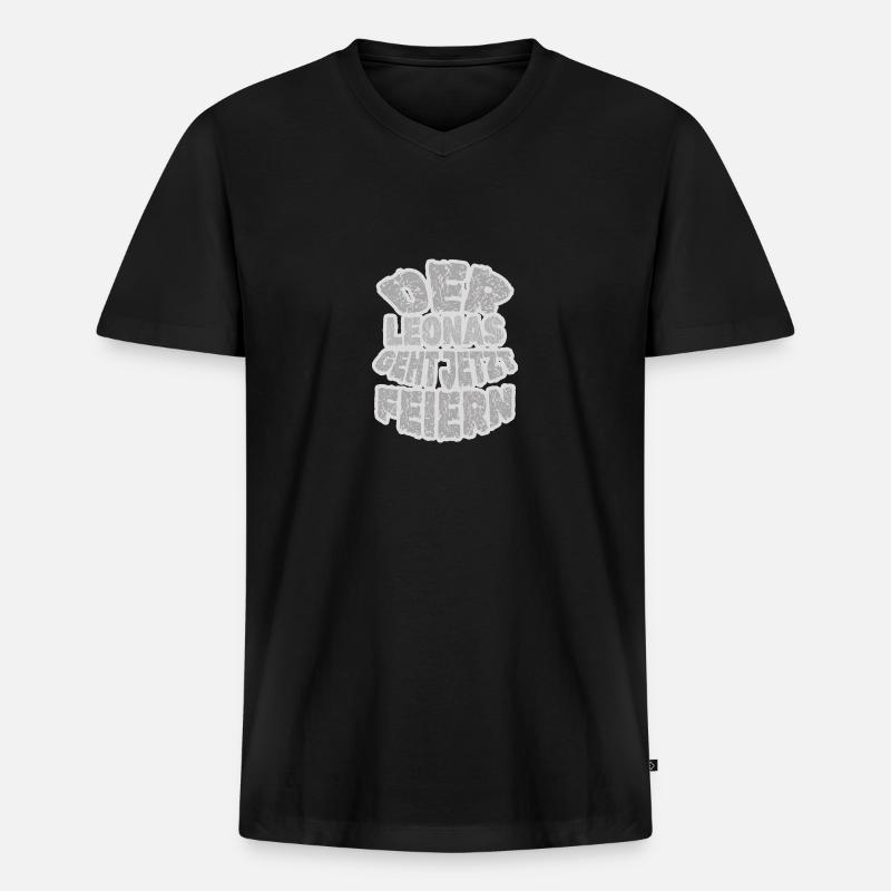 Leonas Leonas - Männer Premium Bio T-Shirt mit V-Ausschnitt - Schwarz