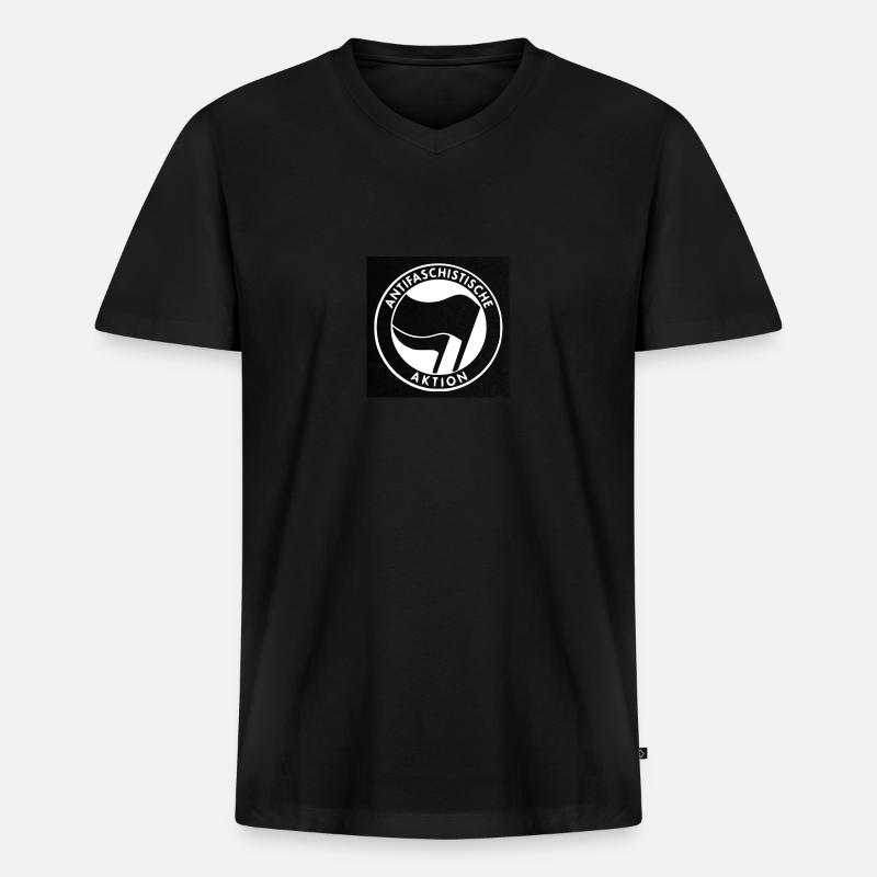 antifa - Männer Premium Bio T-Shirt mit V-Ausschnitt - Schwarz