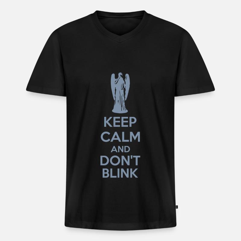 Keep Calm And Don't Blink - Männer Premium Bio T-Shirt mit V-Ausschnitt - Schwarz