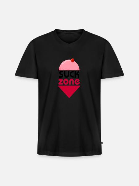 SUCK ZONE - Men's Premium Organic T-shirt with V-neck - black