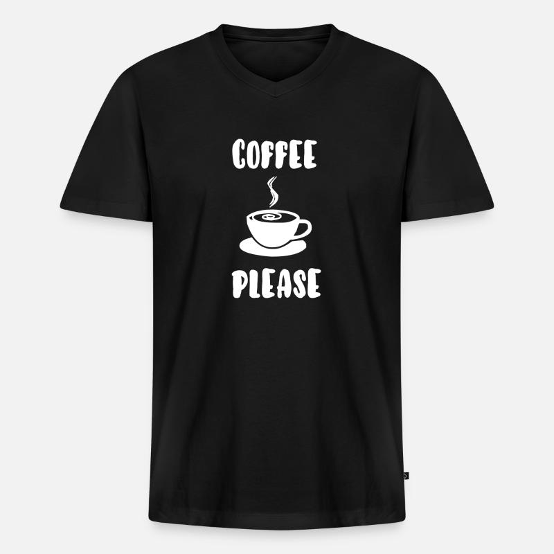 Kaffee bitte - Männer Premium Bio T-Shirt mit V-Ausschnitt - Schwarz