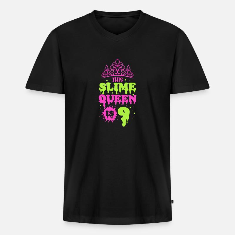 This slime queen is 9 - Männer Premium Bio T-Shirt mit V-Ausschnitt - Schwarz