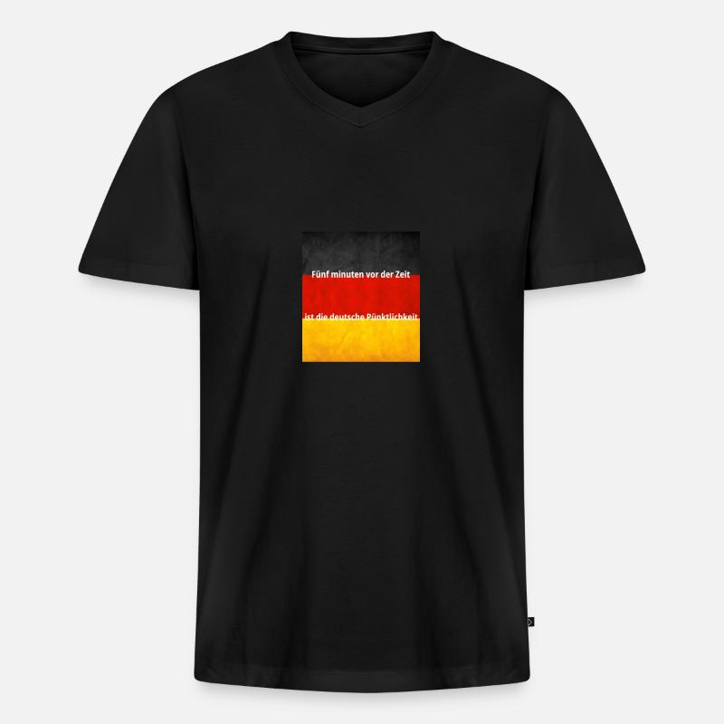 Pünktlichkeit - Männer Premium Bio T-Shirt mit V-Ausschnitt - Schwarz