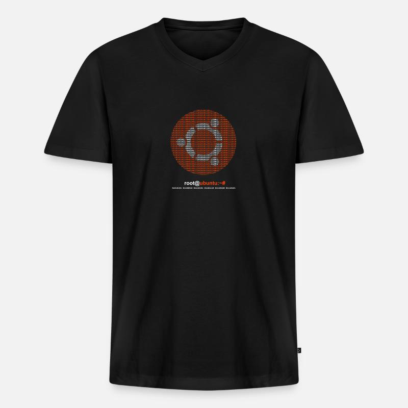 Ubuntu Binary - Männer Premium Bio T-Shirt mit V-Ausschnitt - Schwarz