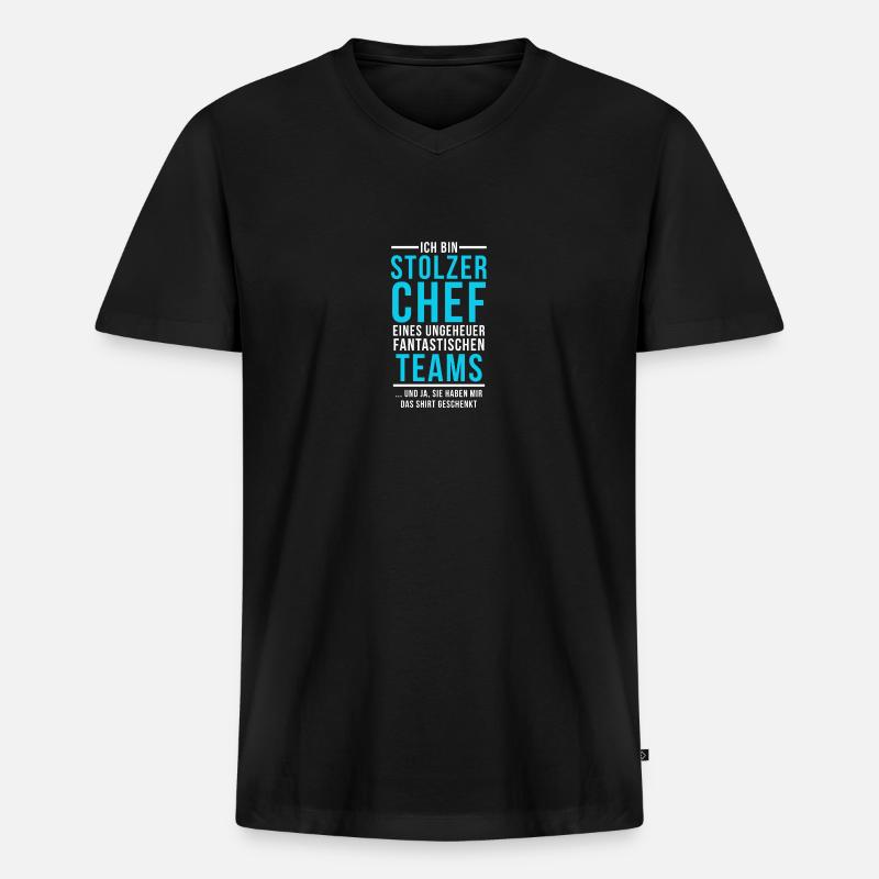 Stolzer Chef Spruch - Männer Premium Bio T-Shirt mit V-Ausschnitt - Schwarz