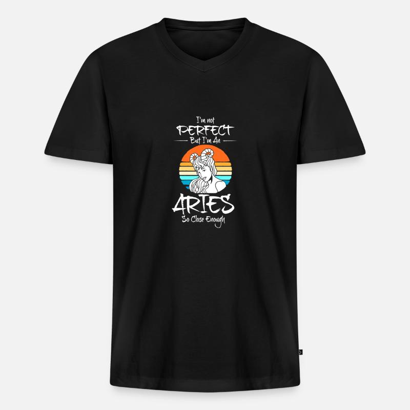 Sternzeichen Widder - Männer Premium Bio T-Shirt mit V-Ausschnitt - Schwarz