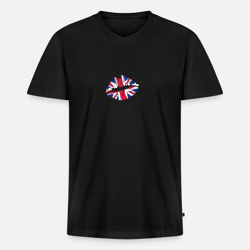Union Jack - Männer Premium Bio T-Shirt mit V-Ausschnitt - Schwarz