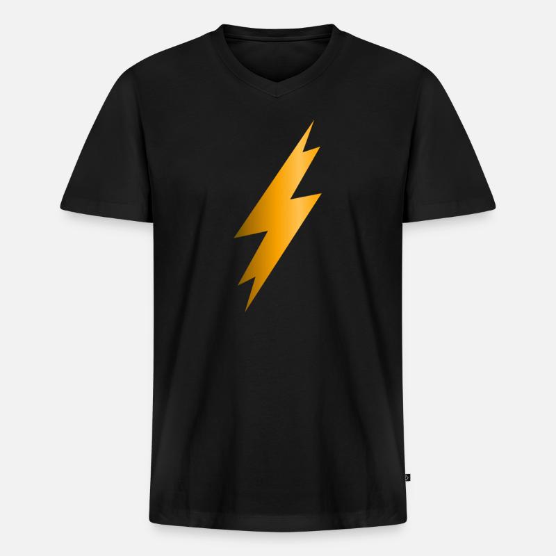Blitzschlag - Männer Premium Bio T-Shirt mit V-Ausschnitt - Schwarz