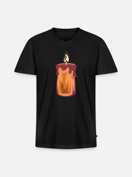 Candle Christmas Light Illustration 1st Advent - Men's Premium Organic T-shirt with V-neck - black