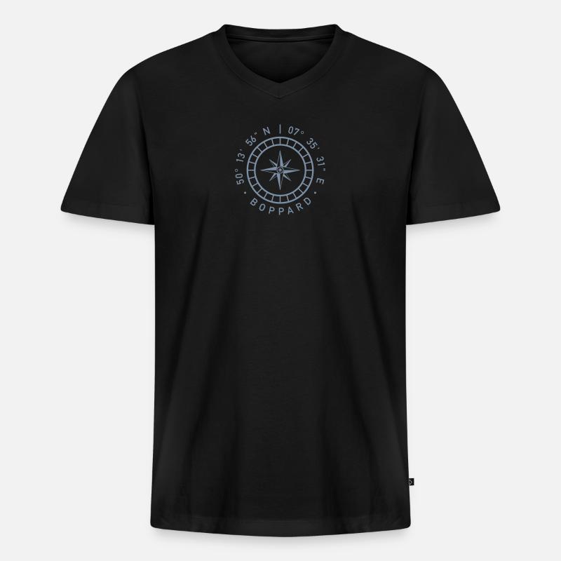 Boppard – Kompass - Männer Premium Bio T-Shirt mit V-Ausschnitt - Schwarz