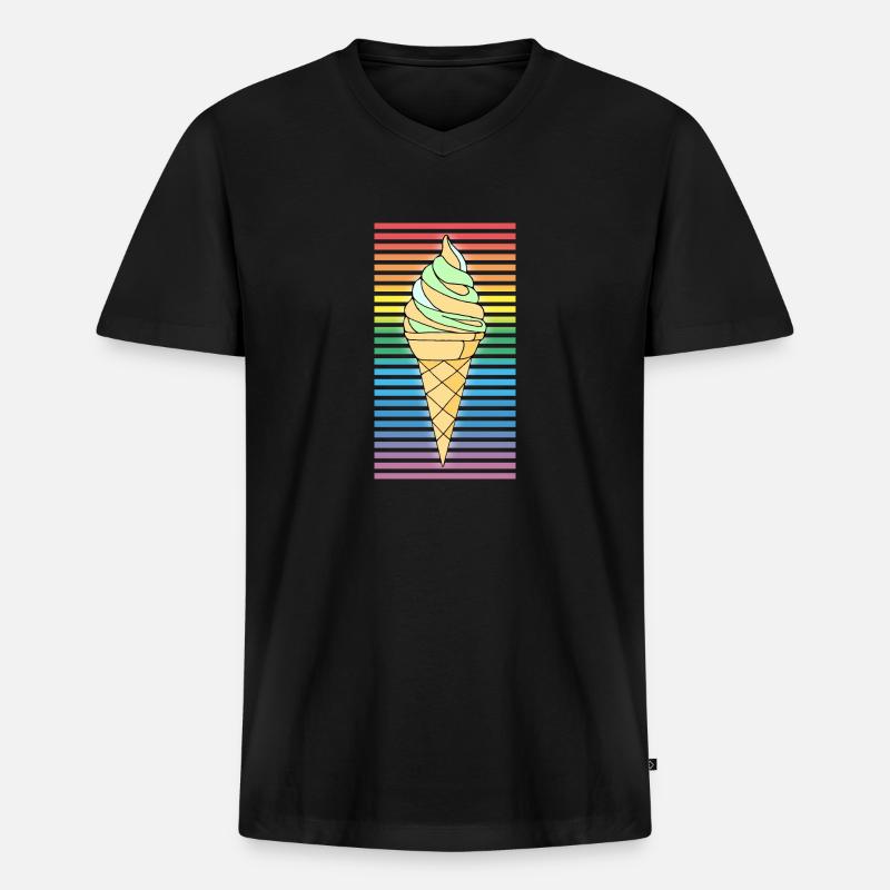 Eis - Männer Premium Bio T-Shirt mit V-Ausschnitt - Schwarz