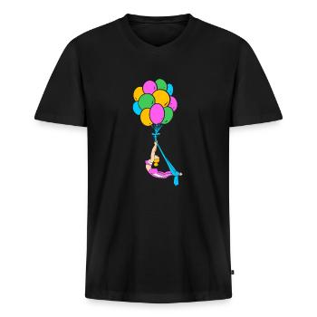 Aerial Yoga Air Yoga - Männer Premium Bio T-Shirt mit V-Ausschnitt - Schwarz - Vorne - Nico (187cm)