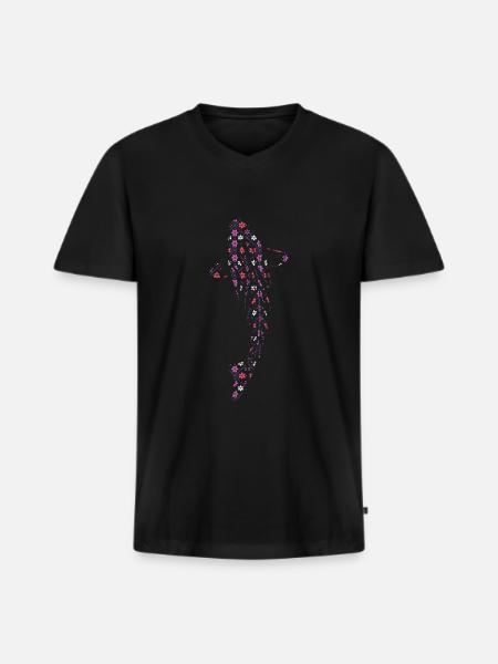 Koi Karpfen Mosaik - Männer Premium Bio T-Shirt mit V-Ausschnitt - Schwarz