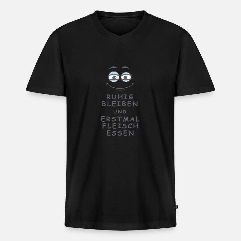 Fleisch essen - Männer Premium Bio T-Shirt mit V-Ausschnitt - Schwarz