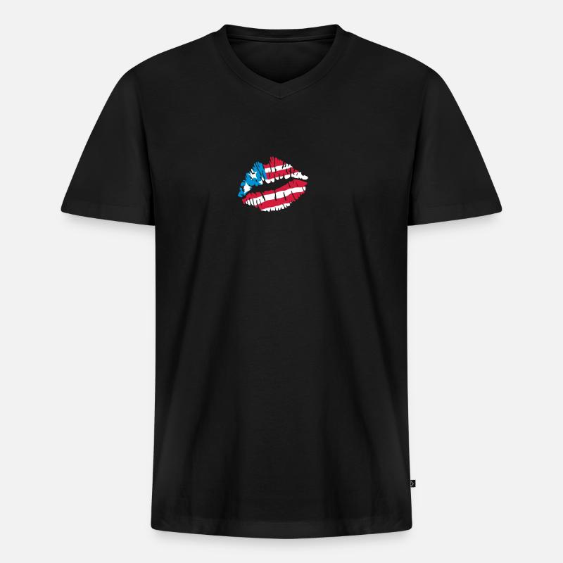 Amerika - Männer Premium Bio T-Shirt mit V-Ausschnitt - Schwarz