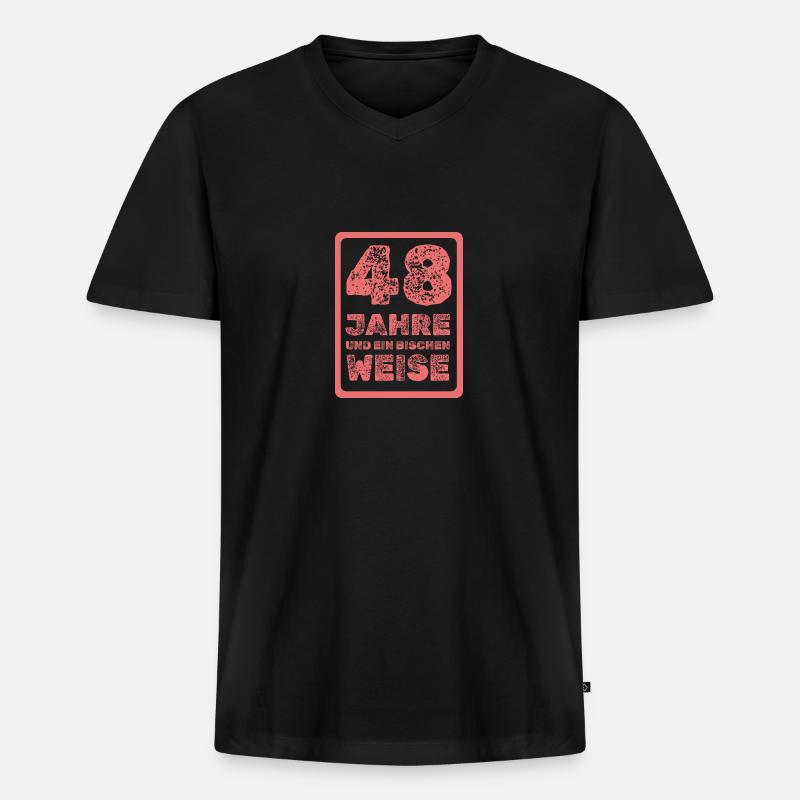 Spruch 48 - Männer Premium Bio T-Shirt mit V-Ausschnitt - Schwarz