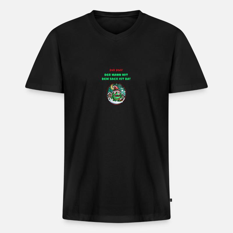 dingdong - Männer Premium Bio T-Shirt mit V-Ausschnitt - Schwarz
