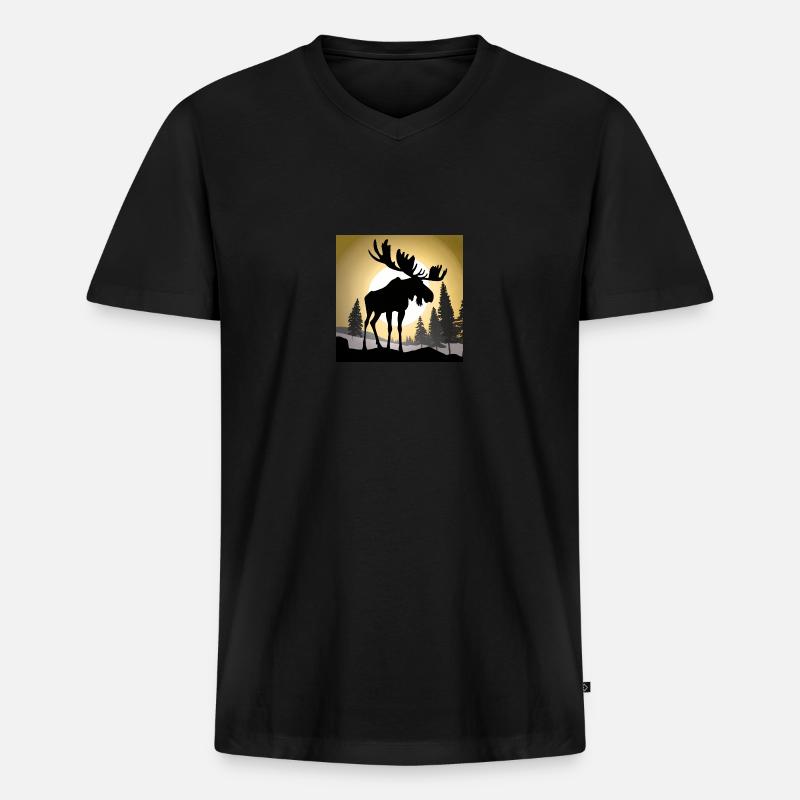 Elch - Männer Premium Bio T-Shirt mit V-Ausschnitt - Schwarz