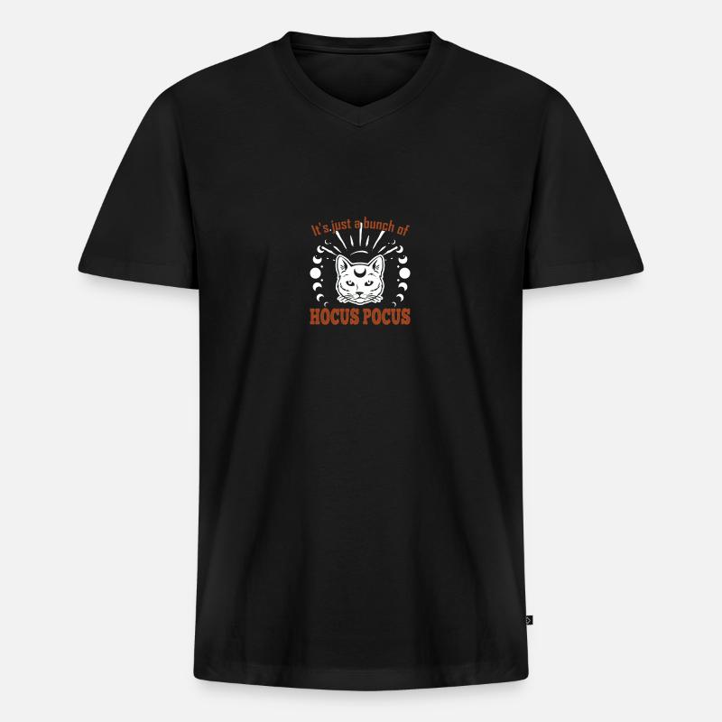 Hocus Pocus Halloween Celestial Cat - Männer Premium Bio T-Shirt mit V-Ausschnitt - Schwarz