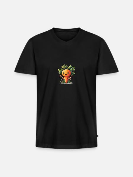 Carrot happy comic style - Men's Premium Organic T-shirt with V-neck - black